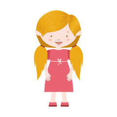 pigtails hair girl with rose dress vector illustration