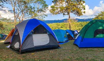 Holiday camping with twilight background in morning sunrise