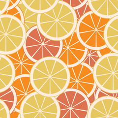 Seamless pattern with flat citrus. Vector background