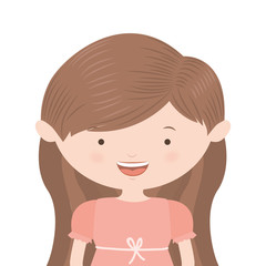 half body long hair girl with rose dress vector illustration