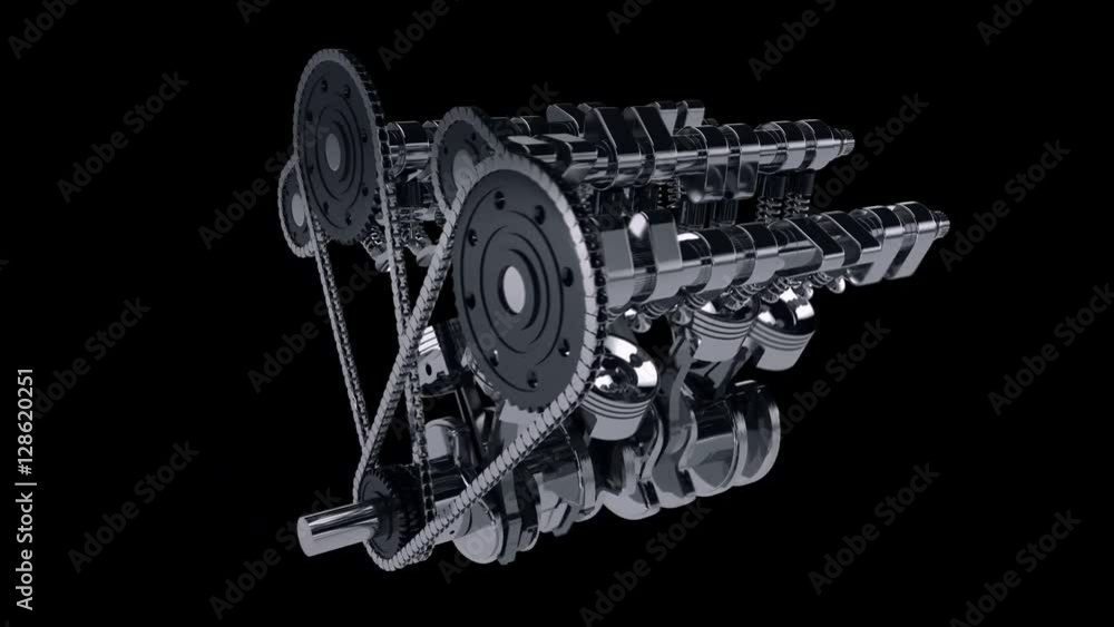 Poster 3D animation of a working V8 engine.