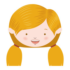 front face blond pigtails hair girl vector illustration