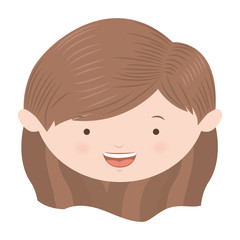 front face short hair girl vector illustration