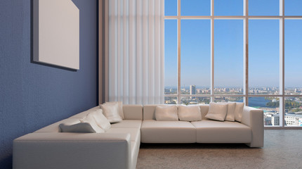 Fototapeta na wymiar cozy corner in a residential home. Interior living room. 3d rend