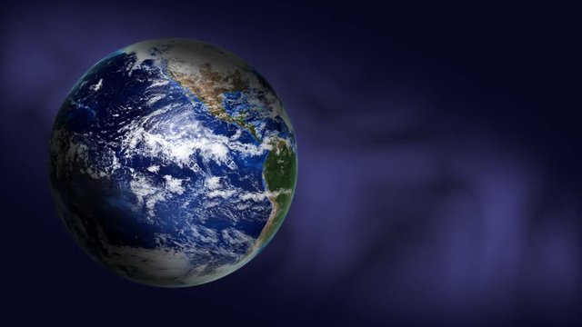 Orbiting earth on blue background