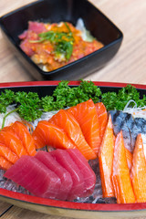 salmon sashimi set in Japanese restaurant, Japanese Food