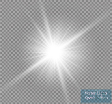 Glow light effect. Star burst with sparkles. Vector illustration
