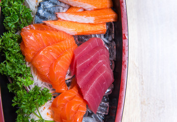 salmon sashimi set in Japanese restaurant, Japanese Food