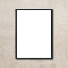 Mock up blank poster picture frame hanging on wall in room