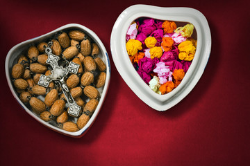 Heart Shaped Box with Silver Crucifix