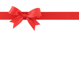 red ribbon with bow isolated on white background, for decoration and add beauty to gift box
