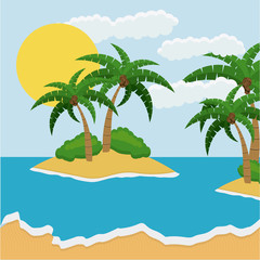 Beach island and palm tree icon. Landscape nature outdoor beautiful and season theme. Colorful design. Vector illustration