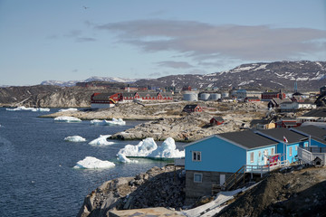 icebergs on arctic ocean in Greenland