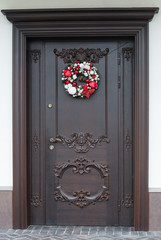 Christmas wreath on the front door