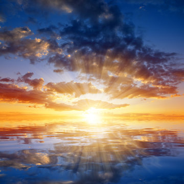 Fototapeta Colorful sky with clouds at sunset. Nature background.