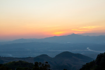 landscape mountain hills on sunset time