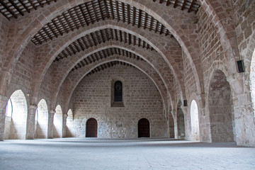 Fototapeta premium Salle du dortoir du cloître du Monastère royal de Santes Creus, Catalogne, Espagne