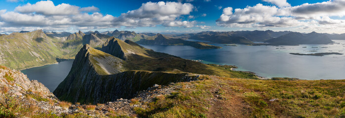Panoramic View from Husfjellet Mountain on Senja Island, Norway