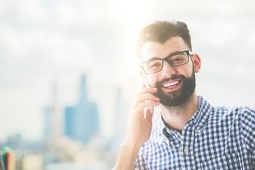 Happy male on phone