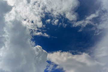 white cloud cover around blue sky on center