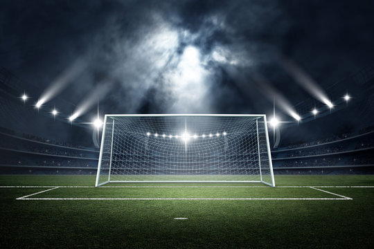 Fototapeta Stadiım and Goal post ,3d rendering