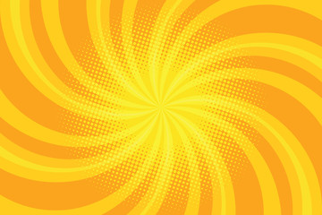 Yellow spiral pop art background