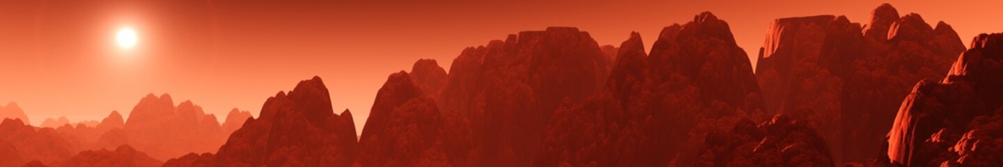 Paysage martien, un panorama de la planète rouge