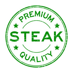 Grunge green premium quality steak rubber stamp