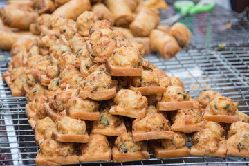 Fried bread with minced pork spread (Thai food) 
