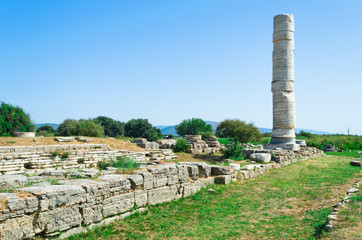 The highest Column in Heraion near the city Ireo on aegean island Samos