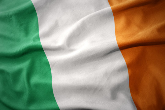 waving national flag of ireland