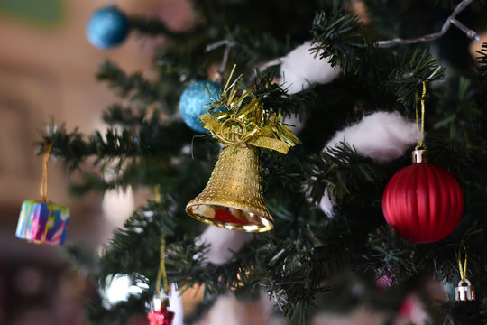 Blurred image :  Christmas tree and Christmas decorations