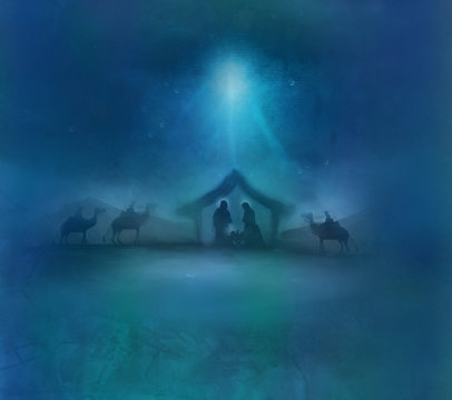 Biblical Scene - Birth Of Jesus In Bethlehem.