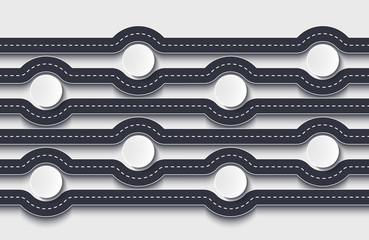 Seamless Road Trip and Journey Route. Business and Journey Infographic Design Template with circle elements for infographic and place for your data. Vector EPS 10