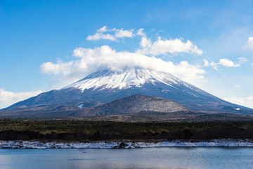 Closeup of the Mt. Fuji in winter (冬の富士山クローズアップ)