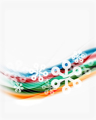 Wave line with snowflakes. Christmas abstract background