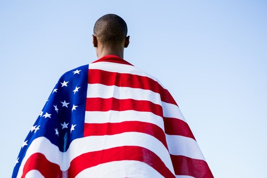 Athlete Wrapped In American Flag