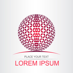 Logo of a stylized sphere with abstract shapes