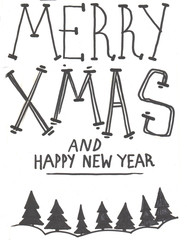 Hand drawn Christmas tree icons and elements