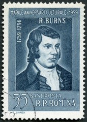 ROMANIA - 1959: shows portrait of Robert Burns (1759-1796)