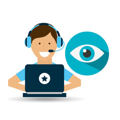 support center with eye surveillance vector illustration eps 10