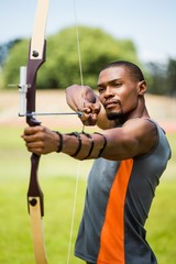 Athlete practicing archery