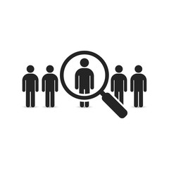 Search for employees and job, business, human resource. Looking for talent. Search man vector icon. Job search.