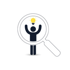 Search for talent with idea. Looking for employees and job, business, human resource. Looking for talent. Search man vector icon. Job search.