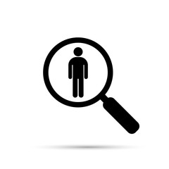 Search for employees and job, business, human resource. Search man vector icon. Job search.