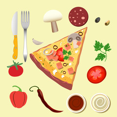breackfast menu pizza eggs coffee