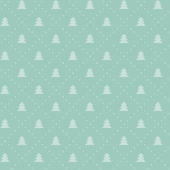 Naive Christmas vector seamless pattern with trees ans snow. Xma