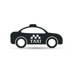 Taxi cab vector icon. Taxi car side view.