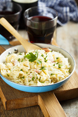 Sauerkraut stew with fresh spaetzle pasta