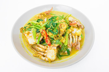 Fried crab with curry powder. thai food